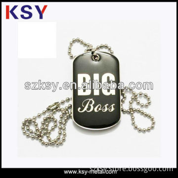 black metal dog tag with chain